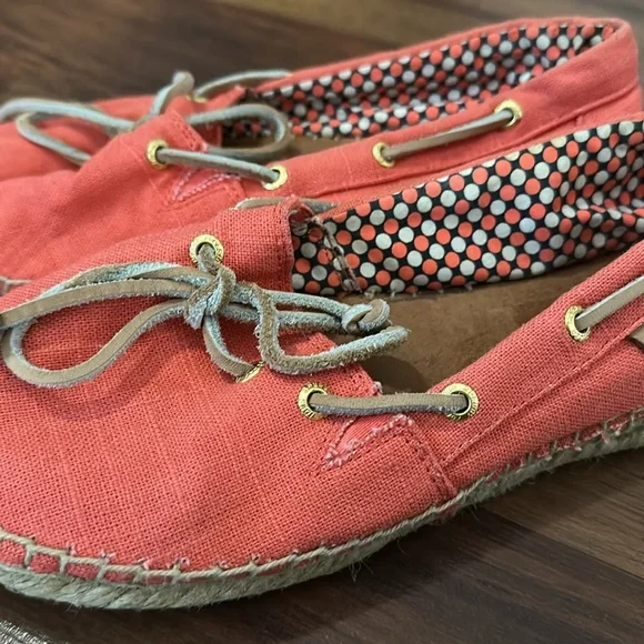 Coral Sperry Top Sider Katama Canvas Shoes Size Women’s 7.5- In great condition - Picture 6 of 9